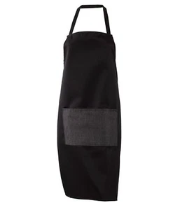 Bib Apron 5 Pack Black Polycotton Restaurant Catering Kitchen Chef Denim Pocket - Picture 1 of 1