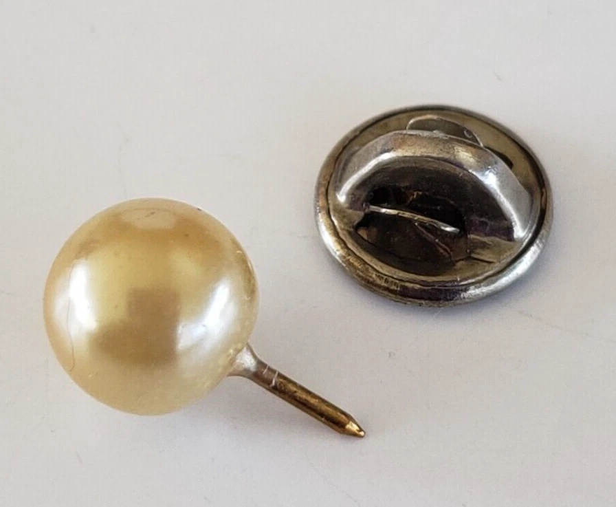 Vintage Faux Pearl Lapel Tie Pin 3/8" - Image 1 of 3