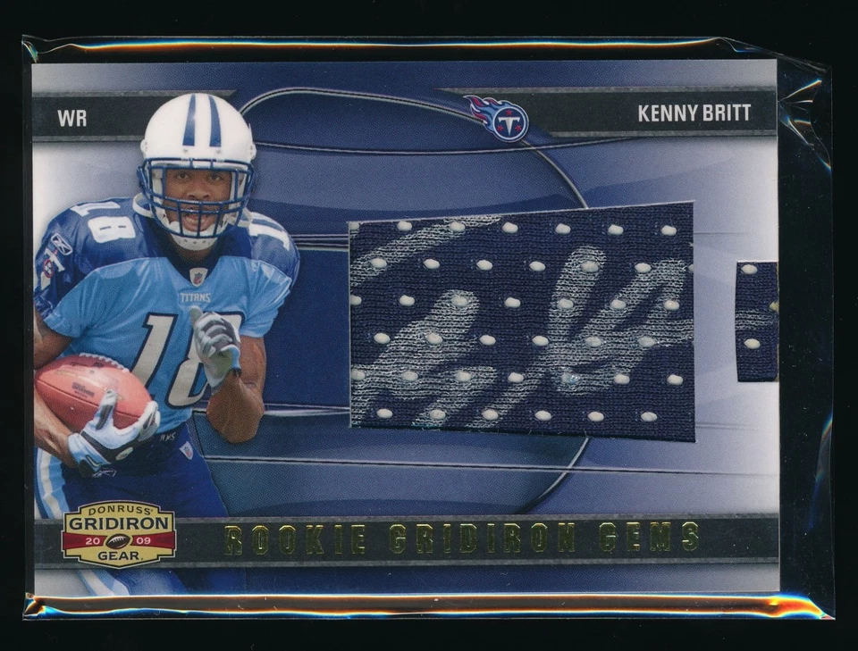 KENNY BRITT 2009 DONRUSS GRIDIRON GEAR JERSEY RC AUTO 005/100 *TENNESSEE TITANS* - Image 1 of 1