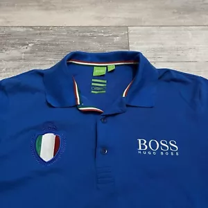 Herren Hugo Boss blau Baumwolle leichtes Polo Golf Shirt XL Italien Flagge WM - Bild 1 von 9
