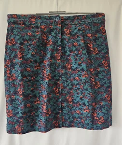 WoolOvers Velvet Floral A Line Skirt Size UK 16 Teal/ Multicoloured Skirt - Picture 1 of 9