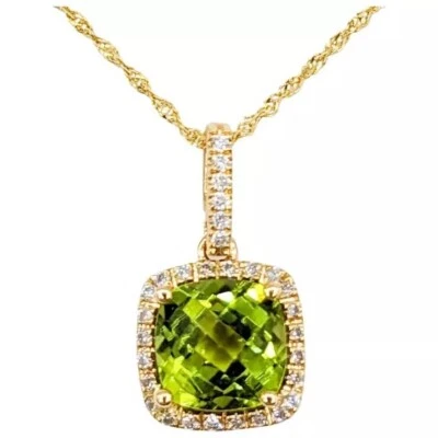 0.64ct Natürlich Rund Diamant 14k Rose Gold Peridot Hochzeitstag Anhänger - Bild 1 von 4