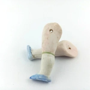 Antique porcelain dollhouse doll legs, wire fixing, 1.55", blue shoes, Germany - Picture 1 of 5