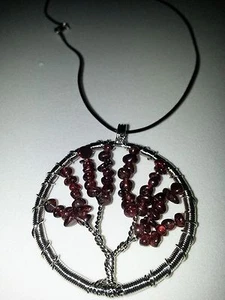 Garnet Colored Tree of Life Necklace - Picture 1 of 2