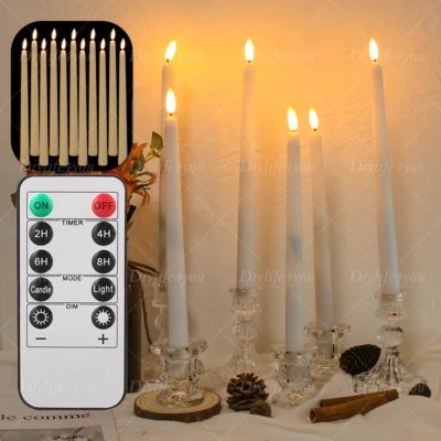12 Set Stabkerzen LED Kerzen flackernd mit Timer Fernbedienung Weihnachten Dekor - Bild 1 von 4
