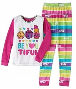 Girls Shopkins Pajamas Thermal Underwear 2 Pc Set Sz 6 Shirt Pants Long Johns - Picture 1 of 5