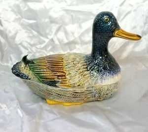Portuguese MCM Majolica Caldas da Rainha Ceramic Duck Tureen Aires C Leal Marked - Picture 1 of 12