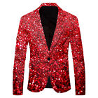 Men's Shiny Long Sleeve Lapel Bling One Button Suit Jacket Party Banquet Prom