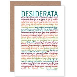Desiderata Regenbogen Worte Ehrmann Typografie Blanko Grußkarte mit Umschlag - Bild 1 von 4