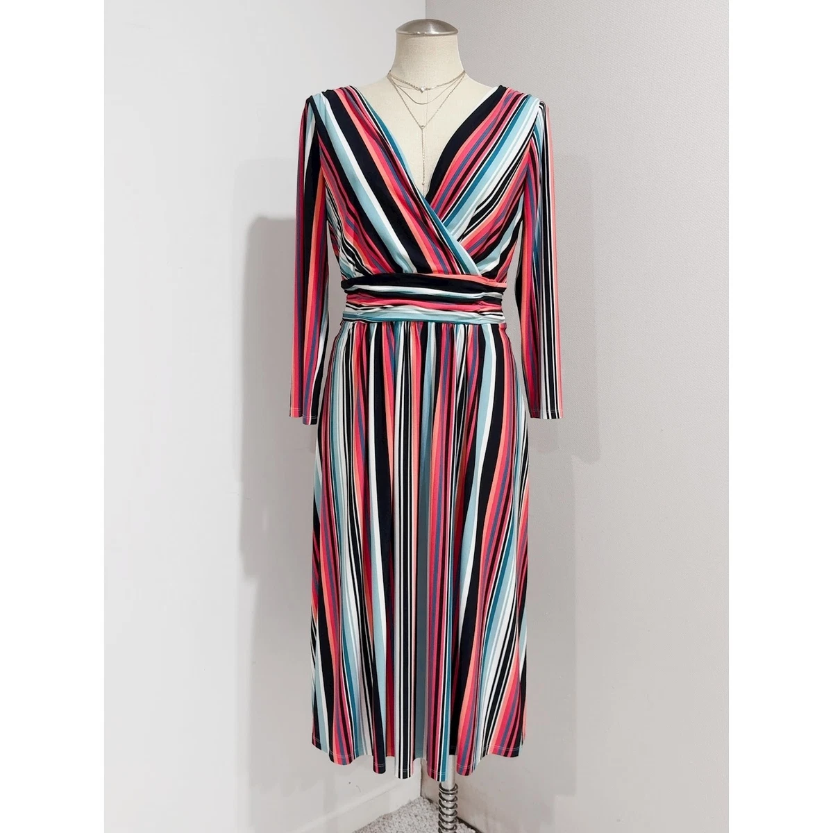 London Times Women's Confetti Print Wrap Dress - Sleeveless With Ruffle Edge