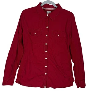 Converse One Star Western Shirt Womens 1 Red Cotton Roll Tab Sleeve Button-Up - Picture 1 of 13