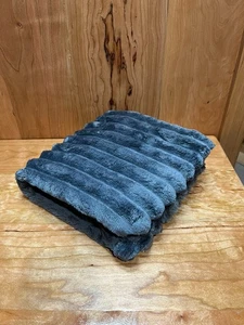 Navy Plush Baby Blanket 27"x38" Soft Fuzzy Neutral Nursery Stroller Crib - Picture 1 of 1