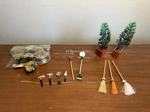 Dolls House Bundle Job Lot Plants Shrubs Garden Tools Brooms 1:12 Used - Picture 1 of 10