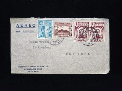 1930s Peru Airmail Cover Lima To New York, Intl / Pexim Trading Agencies LTD - Image 1 of 3