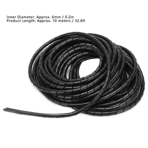 Spiral Wire Wrap Cord Flexible Cable Organizer Management Black Φ8mm 10 New - Photo 1/12