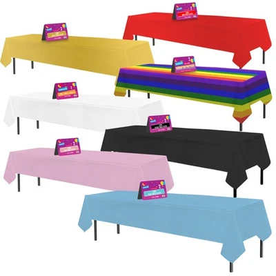 Plastic Rectangular Table Cloth Covers | Wipe Clean Party Tablecloths Disposable - Image 1 of 3