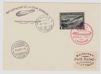 LIECHTENSTEIN Scott # C7 二手 / VF 盖带红色齐柏林飞艇取消;SCV 140 美元 — 第 1/3 张图片