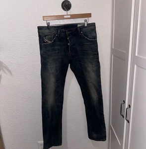 Diesel Darron Jeans Wash 008ST Slim Fit Tapered Washed Out Whiskered Mens 33x32 - Picture 1 of 8