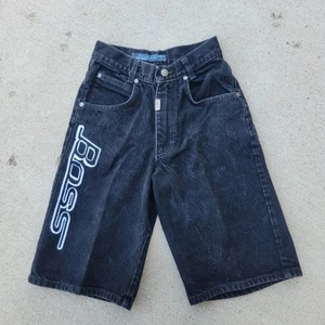 Vintage Boss by IG Design Baggy Black Denim Skater Jean Shorts 12 - Picture 1 of 6