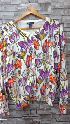 Women's Land's End Floral Cardigan size Xl 14 16 flower pattern CG R23 - Image 1 of 4