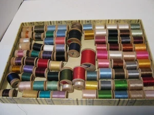 Vtg Thread Lot 85 J & P SF Silk, Coats, Clarks, Star, Belding, Wooden Spools - Picture 1 of 14