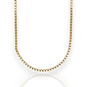Box Chain Necklace - 14k Yellow Gold - Solid - Picture 1 of 9
