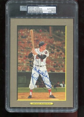 BROOKS ROBINSON ORIOLES 1988 PEREZ-STEELE JUMBO GREAT MOMENTS AUTOGRAPH PSA SLAB - Image 1 of 2