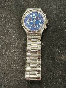 39.7mm Swiss Made Stainless Steel Swatch Irony Chrono Wrist Watch w/Box & Papers