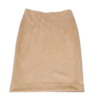 Used T Tahari Women's Brown Faux Leather Pull On Pencil Skirt Size M - Image 1 of 4