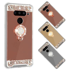 For LG V50/V50 ThinQ Mirror Glitter Case Ring Holder Diamond Bling Girls/Women - Picture 1 of 19