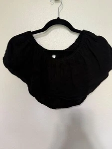 Top corto Just From Bali gasa negra con volantes mujer talla M - Imagen 1 de 5