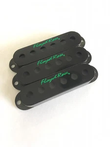 Floyd Rose Single Coil Pickup Cover Set Black with Green Logo fits Fender Duncan - Picture 1 of 1