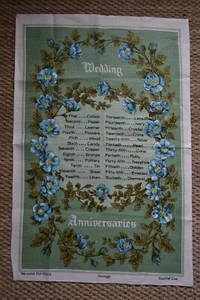 DE COLECCIÓN AÑOS 70 DUNMOY Lino Irlandés Aniversarios de Boda Toalla de Té Lino - Imagen 1 de 8