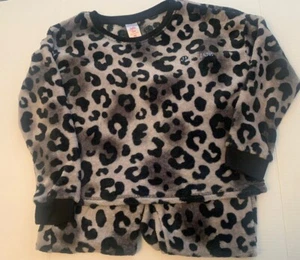 Girls Justice Sleep Pajama 2-Piece Set Size M 10 Leopard Gray Black Long Sleeve - Picture 1 of 6