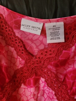 Jaclyn Smith Sleepware Mujer Talla 4X Camisón Rojo Rosa Corazón Correa Ajustable  Foto 1 de 3