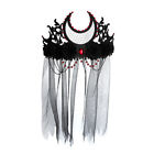 Gothic Headdress Makeup Headbands Black Mesh Headgear