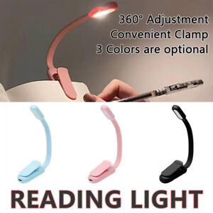 Mini Portable Clip-On Reading Lamp LED Night Light Book Light 3 Modes Brightness