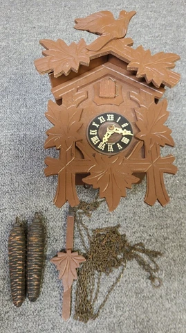 Vintage German West Germany Cuckoo Clock Wooden Birds Complete Cover