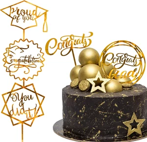 2025 Graduation Cake Topper Gold Acrylic Cake Topper Congrats Grad You Did It Co - Picture 1 of 12