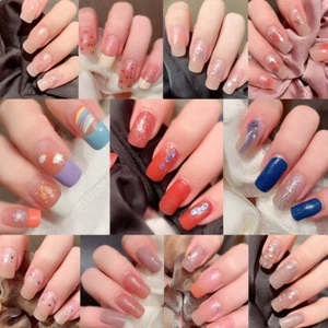 Semi Cured Gel Nail Polish Strips Glitter Full Nail Wraps Nail Polish Stickers - Picture 1 of 39