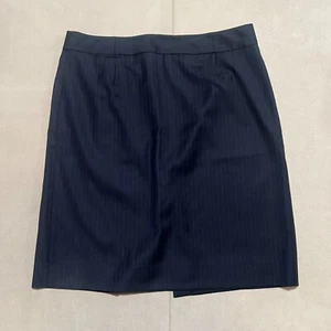 J Crew Navy Blue Striped Size 14 Womens Pencil Skirt Lined Back Zip - Picture 1 of 12