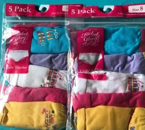 2 Packs Faded Glory Girls Hipsters 5 Pack Size 8 Be You Day Dream 100% Cotton - Picture 1 of 4