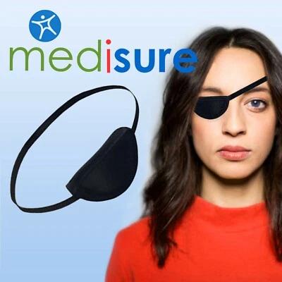 MEDISURE BLACK ELASTIC MEDICAL EYEPATCH Amblyopia/Lazy Eye Shade Protective Injury Cover