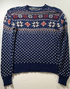 Vintage Polo Ralph Lauren Nordic Fair Isle Snowflake Leinen Pullover Large - Bild 1 von 10
