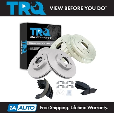 Kit de pastillas de freno delanteras y traseras TRQ y rotor, zapata y batería para Nissan NV200 2013-2020 Foto 1 de 4