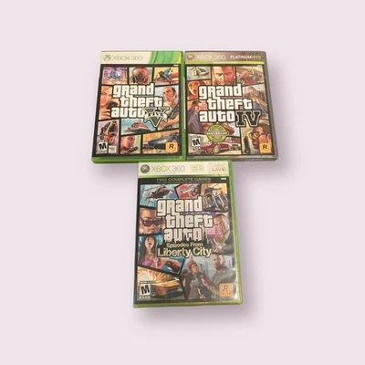 Lot Of 3 Xbox 360 GTA Games Grand Theft Auto IV 4 Episodes V 5 Bundle Tested - Image 1 of 4