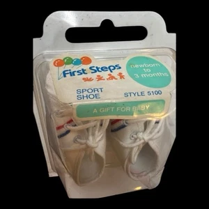 Scarpe sportive prime passi anni 90 vintage bianche nuove taglia neonato-3 mesi - Foto 1 di 12