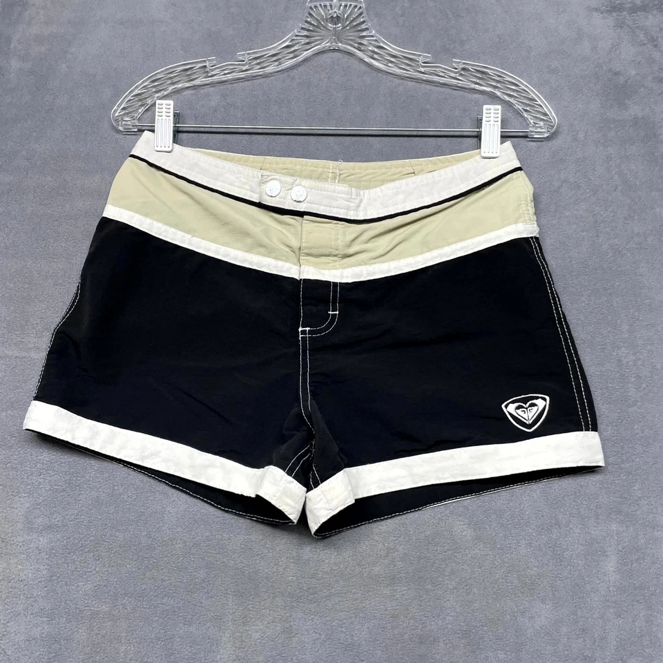 Bermuda de praia feminina Roxy Board multicolorida logotipo colorblock surf - Imagem 1 de 4