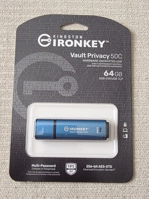 Kingston Ironkey Vault Privacy 50 USB-C 64GB Flash Drive - Image 1 of 4