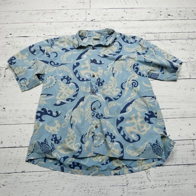 Camisa Hawaiana Go Barefoot Para Hombres Grande Azul Algodón Manga Corta Abotonada EE. UU. Foto 1 de 4